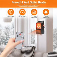 Load image into Gallery viewer, 800w Plug-In Space Heater Wall Outlet with 360° Rotatable Plug