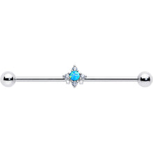 将图片加载到图库查看器,14G Blue Synthetic Opal Rhombus Star Industrial Barbell 38mm