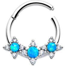 Load image into Gallery viewer, 16G 3/8 Blue Synthetic Opal Rhombus Stars Hinged Segment Ring