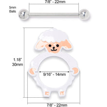 Load image into Gallery viewer, 14G 9/16 Sweetheart Sheep White Nipple Shield Set