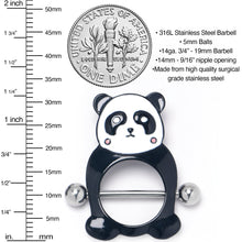 Load image into Gallery viewer, 14G 9/16 Panda Bear Black White Nipple Shield Set