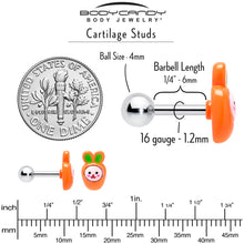 Load image into Gallery viewer, 16G 1/4 Surprise Carrot Easter Bunny Cartilage Tragus Earring