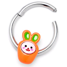 Load image into Gallery viewer, 16G 3/8 Surprise Carrot Easter Bunny Hinged Segment Ring