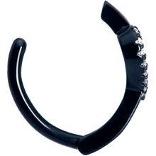 Load image into Gallery viewer, Clear CZ Gem Black Open Heart Forward Facing Hinged Belly Hoop