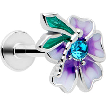 Load image into Gallery viewer, 16G 1/4 Blue Gem Faerie Flower Purple Labret