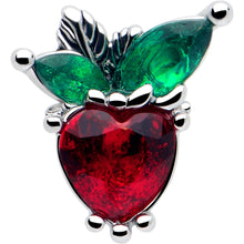 Load image into Gallery viewer, 16G 1/4 Red Green Gem Strawberry Heart Labret