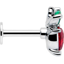 Load image into Gallery viewer, 16G 1/4 Red Green Gem Strawberry Heart Labret