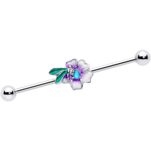 将图片加载到图库查看器,14G Blue Gem Faerie Flower Purple Industrial Barbell 38mm