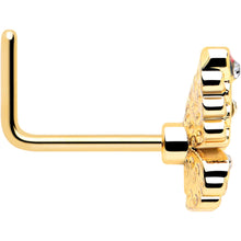 Load image into Gallery viewer, 20G 7mm Clear Gem Gold Tone Color Block Butterfly L Shape Nose Ring