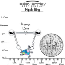 将图片加载到图库查看器,14G 9/16 Glitter Turtle Chain Dangle Nipple Ring Set