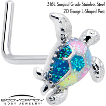 将图片加载到图库查看器,20G 7mm Glitter Turtle L Shape Nose Ring