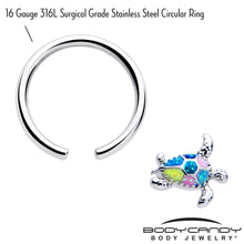 将图片加载到图库查看器,16G 3/8 Glitter Turtle BCR Captive Ring