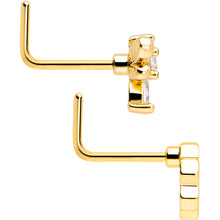 将图片加载到图库查看器,20G 7mm Clear CZ Gem Gold Tone Bee Hive Luv L Shape Nose Ring Set of 2