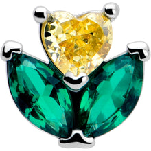 Load image into Gallery viewer, 20G 7mm Yellow Green CZ Gem Love Flower L Shape Nose Ring