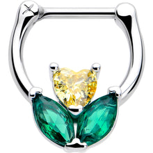 将图片加载到图库查看器,16G 5/16 Yellow Green CZ Gem Love Flower Cartilage Clicker