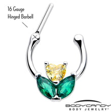 将图片加载到图库查看器,16G 5/16 Yellow Green CZ Gem Love Flower Cartilage Clicker