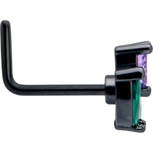 Load image into Gallery viewer, 20G 7mm Purple Green CZ Gem Black Love Flower L Shape Nose Ring