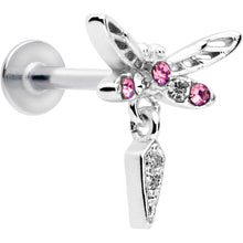 将图片加载到图库查看器,16G 5/16 Pink Gem Swank Dragonfly Dangle Labret Monroe Tragus
