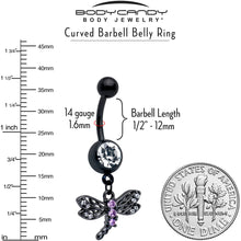 将图片加载到图库查看器,Purple CZ Gem Black Night Dragonfly Dangle Belly Ring