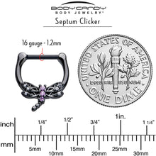 Load image into Gallery viewer, 16G 5/16 Purple CZ Gem Black Night Dragonfly Cartilage Clicker