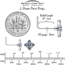 将图片加载到图库查看器,20G 7mm Vitrail CZ Gem Beauty Cross L Shape Nose Ring