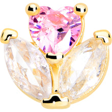 Load image into Gallery viewer, 16G 1/4 Pink CZ Gem Gold Tone Love Flower Cartilage Tragus Earring
