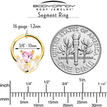 Load image into Gallery viewer, 16G 3/8 Pink CZ Gem Gold Tone Love Flower Hinged Segment Ring