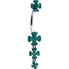 将图片加载到图库查看器,Polka Dot Shamrock St Patricks Double Mount Dangle Belly Ring