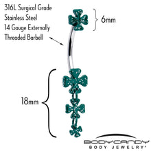 将图片加载到图库查看器,Polka Dot Shamrock St Patricks Double Mount Dangle Belly Ring