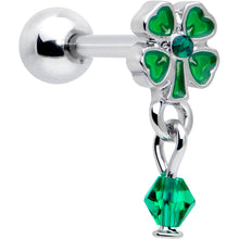 Load image into Gallery viewer, 16G 5/16 Green Gem Shamrock Glam St Patricks Dangle Cartilage Earring
