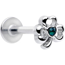 Load image into Gallery viewer, 16G 5/16 Green Gem Heart Shamrock St Patricks Labret Monroe Tragus