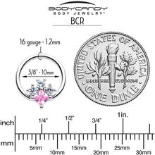 Load image into Gallery viewer, 16G 3/8 Pink Clear CZ Gem Rhombus Riot BCR Captive Ring