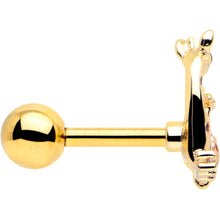 Load image into Gallery viewer, 16G 1/4 Clear CZ Gem Gold Tone Mom Baby Giraffes Cartilage Earring