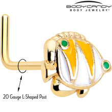 Load image into Gallery viewer, 20G 7mm Gold Tone Tropical Fish L Shape Nose Ring Set of 3