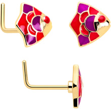 Load image into Gallery viewer, 20G 7mm Gold Tone Tropical Fish L Shape Nose Ring Set of 3