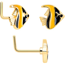 Load image into Gallery viewer, 20G 7mm Gold Tone Tropical Fish L Shape Nose Ring Set of 3