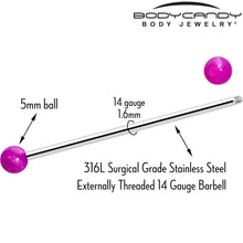 Load image into Gallery viewer, 14G Color Acrylic Ball Industrial Barbell 38mm