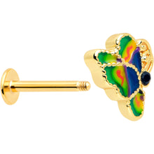 Load image into Gallery viewer, 16G 5/16 Gold Tone Butterfly Colors Labret Monroe Tragus