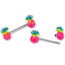 Load image into Gallery viewer, 14G 9/16 Hot Tropical Pineapple Barbell Nipple Ring Set