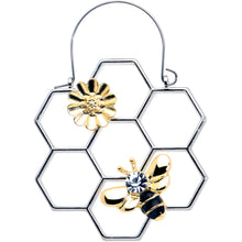 将图片加载到图库查看器,Clear Gem Bee Honeycomb Flower Tunnel Plug Earrings