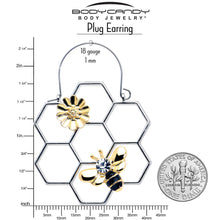 将图片加载到图库查看器,Clear Gem Bee Honeycomb Flower Tunnel Plug Earrings