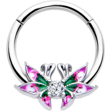 Load image into Gallery viewer, 16G 3/8 Clear CZ Gem Profile Butterflies Hinged Segment Ring