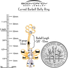 Load image into Gallery viewer, Clear CZ Gem Gold Tone Bee Hive Luv Double Mount Belly Ring