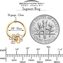 将图片加载到图库查看器,16G 3/8 Clear CZ Gem Gold Tone Bee Hive Luv Hinged Segment Ring