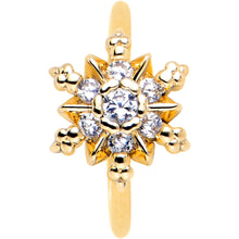 Load image into Gallery viewer, 20G 5/16 Clear CZ Gem Gold Tone Glam Snowflake Nose Hoop