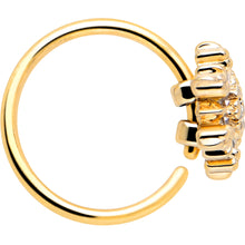 Load image into Gallery viewer, 20G 5/16 Clear CZ Gem Gold Tone Glam Snowflake Nose Hoop