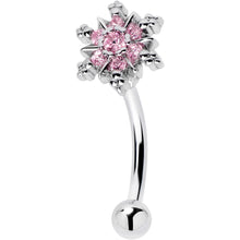 将图片加载到图库查看器,16G 5/16 Pink CZ Gem Snowflake Glam Curved Eyebrow Ring