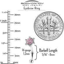 将图片加载到图库查看器,16G 5/16 Pink CZ Gem Snowflake Glam Curved Eyebrow Ring