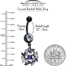 将图片加载到图库查看器,Purple Clear Gem Black Twining Vine Dangle Belly Ring