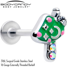 Load image into Gallery viewer, 16G 5/16 Aurora Gem Fanciful Green Mushroom Labret Monroe Tragus